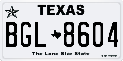 TX license plate BGL8604