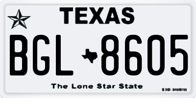 TX license plate BGL8605