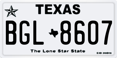 TX license plate BGL8607