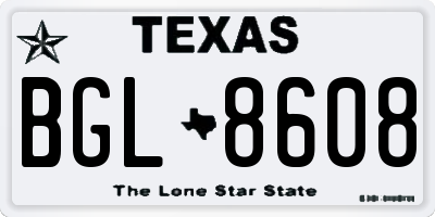 TX license plate BGL8608