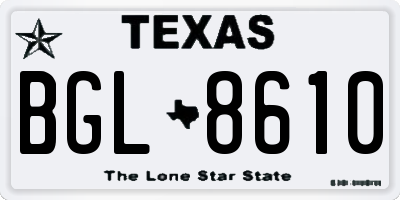 TX license plate BGL8610