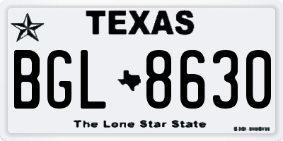 TX license plate BGL8630