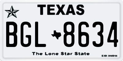 TX license plate BGL8634