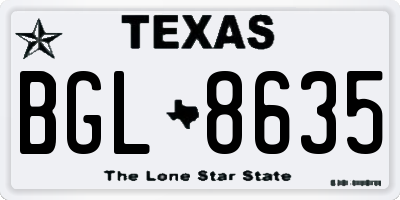 TX license plate BGL8635