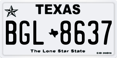 TX license plate BGL8637