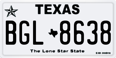 TX license plate BGL8638