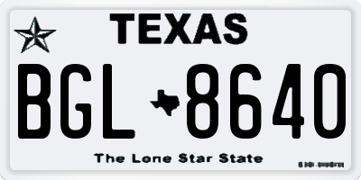 TX license plate BGL8640