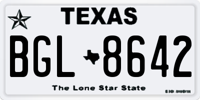 TX license plate BGL8642