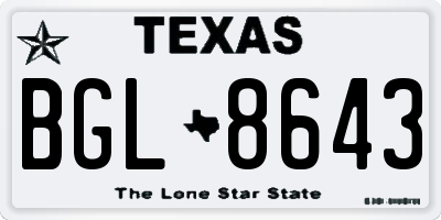 TX license plate BGL8643