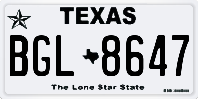 TX license plate BGL8647