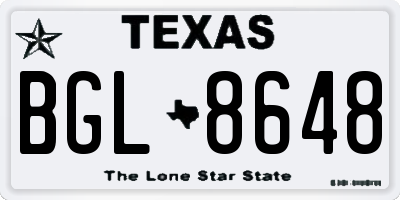 TX license plate BGL8648