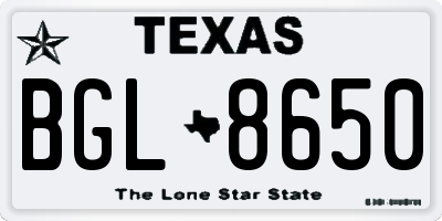 TX license plate BGL8650