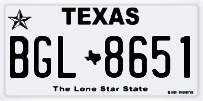 TX license plate BGL8651