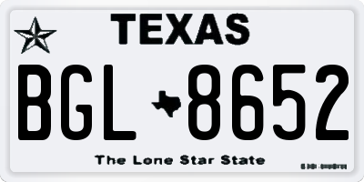 TX license plate BGL8652