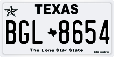 TX license plate BGL8654