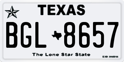 TX license plate BGL8657
