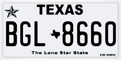 TX license plate BGL8660