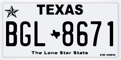 TX license plate BGL8671