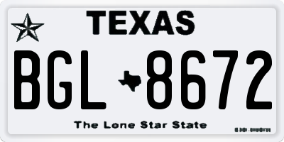 TX license plate BGL8672