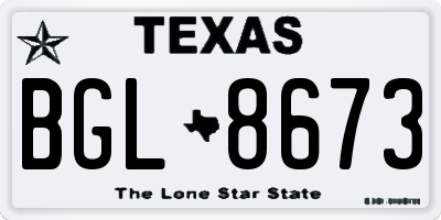 TX license plate BGL8673