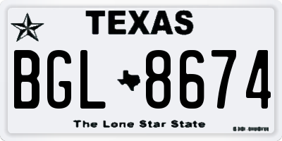 TX license plate BGL8674