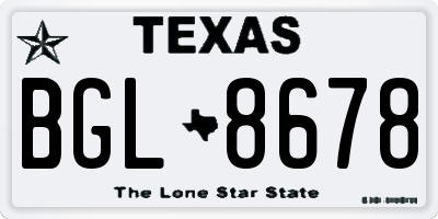 TX license plate BGL8678