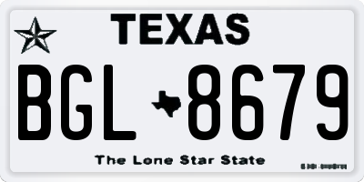 TX license plate BGL8679