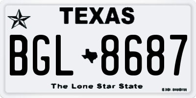 TX license plate BGL8687
