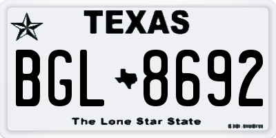 TX license plate BGL8692