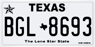 TX license plate BGL8693