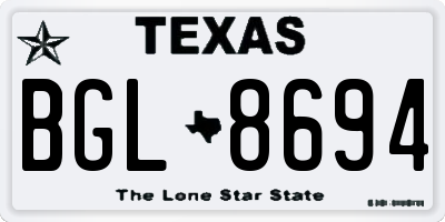TX license plate BGL8694