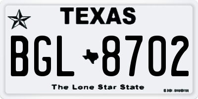 TX license plate BGL8702