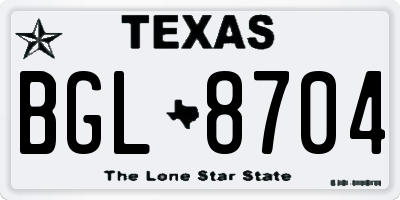 TX license plate BGL8704