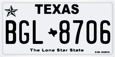 TX license plate BGL8706