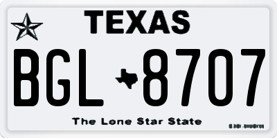 TX license plate BGL8707
