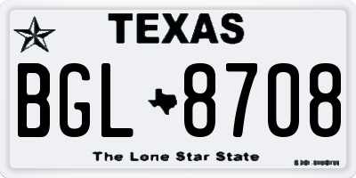 TX license plate BGL8708