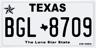 TX license plate BGL8709