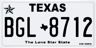 TX license plate BGL8712
