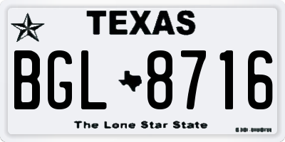 TX license plate BGL8716