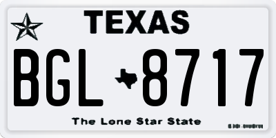 TX license plate BGL8717