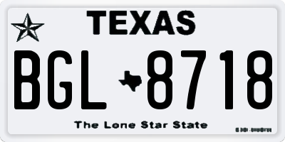 TX license plate BGL8718