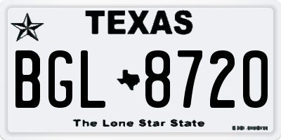 TX license plate BGL8720
