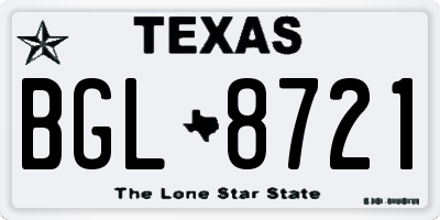 TX license plate BGL8721