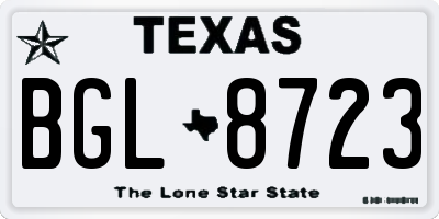 TX license plate BGL8723