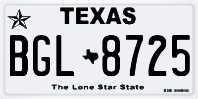 TX license plate BGL8725