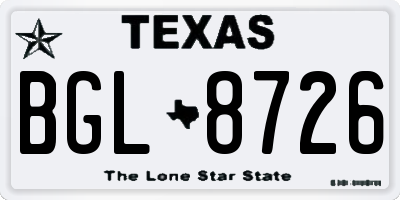 TX license plate BGL8726