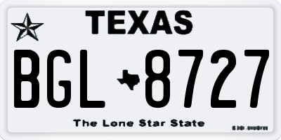 TX license plate BGL8727