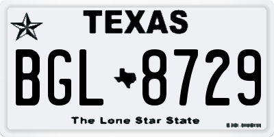 TX license plate BGL8729