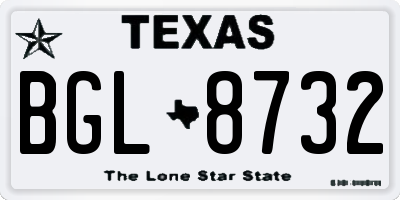 TX license plate BGL8732