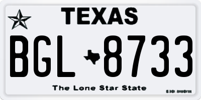 TX license plate BGL8733
